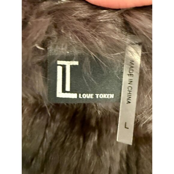 Love Token Brown Rabbit fur Jacket - Size L - Picture 5 of 7